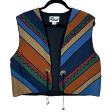 Vintage Girasol Vest Large Conchos Boho Southwestern Mexico Festival Hippie