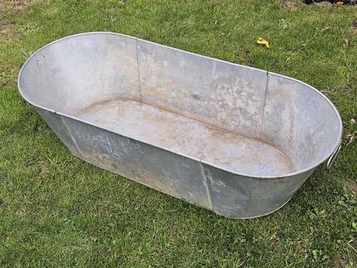 Large galvanised steel tin - steel,