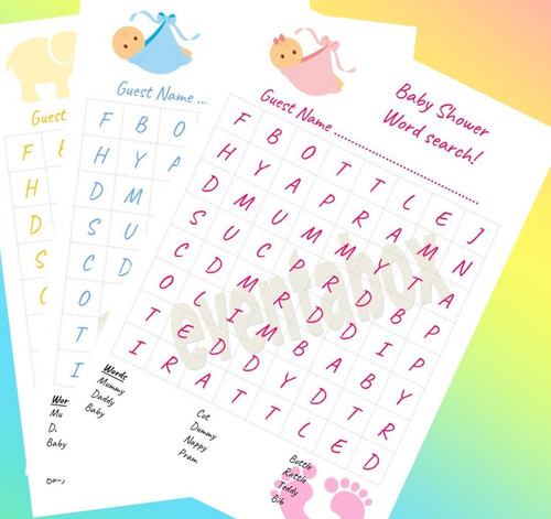 Baby shower wordsearch - baby,