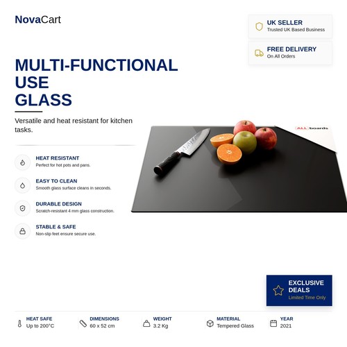Cutting board black glass - cutting,