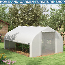 Walk-In Polytunnel Greenhouse 4 x 3m with Sidewalls Mesh Door and 8 Windows Tent