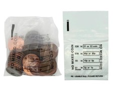 100 x Plastic COIN BAGS No Mixed Coins Retail MONEY BANK Denominated Bag CHANGE