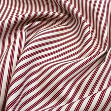 Cotton Fabric - Red & Ivory Ticking Stripe - Craft Fabric Material Metre
