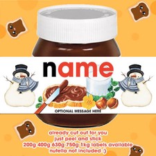Personalised to fit Nutella Label Sticker Gift Novelty Christmas Xmas Snowman 