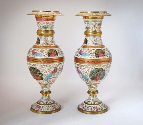 Pair vintage kashmiri brass - pair,