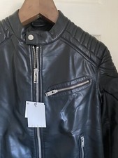 ❤️‍🔥Zara Mens Size XL Very Small Fit Faux Leather Biker Jacket Black Brand New