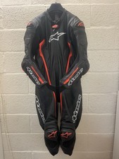 Alpinestars Missile V2 1 Piece Leather Motorcycle Suit Black/Red Flo EU 58 UK 48