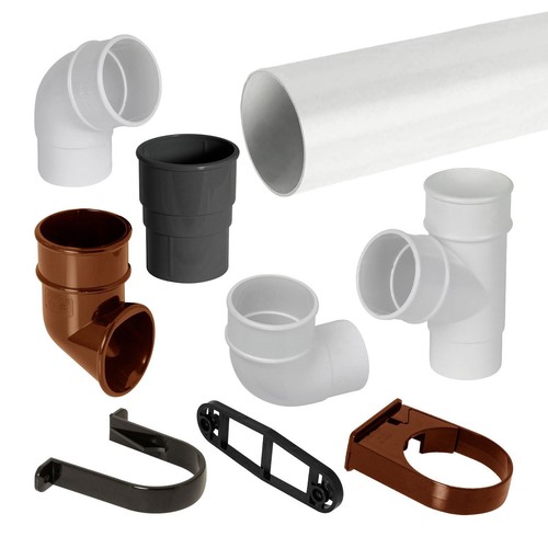 Round upvc downpipe gutter - downpipe,