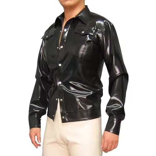 Latex black men casual jacket - black,