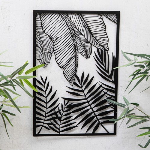 Black metal fern palm - metal,
