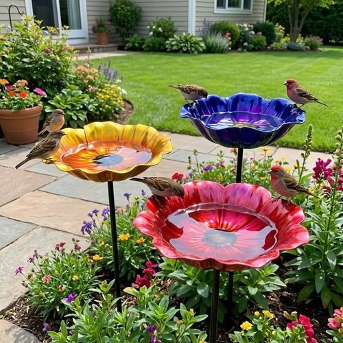 Bird bath stake - stake, handmade