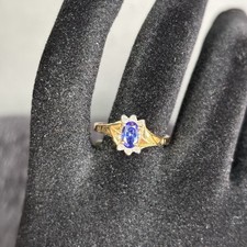 Tanzanite .65Cts. With Diamonds 10K Yellow Gold Ring Size 5.75 NIB