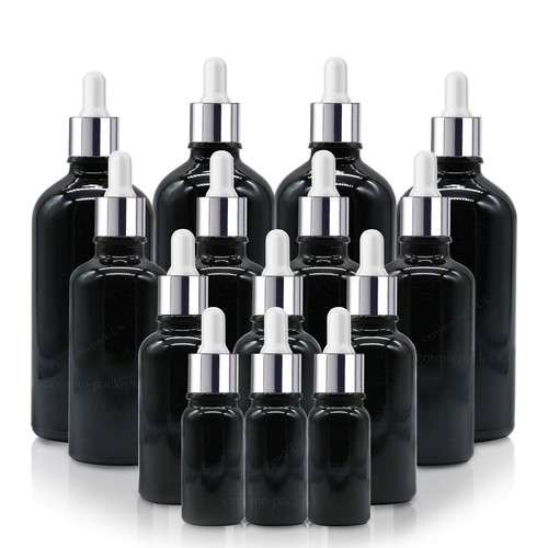 Black glass dropper bottle - black,