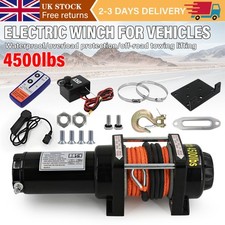 Electric Winch 4500lbs 12V with Synthetic Rope & 2 Wireless Remote Controls