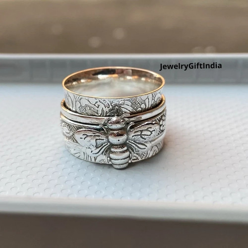 Honey bee spinner ring - honey,