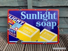 Genuine Early 1920s SUNLIGHT SOAP £1000 Enamel Sign Advertising 18" x 12"
