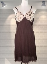 Vintage Brown & Cream Nylon Slip - UK 10