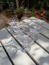 Vintage Set of 6 Original 1950's White Fawn Babycham Glasses Hexagonal Stem