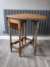 Victorian/ Edwardian Bobbin Leg Drop Leaf Oak Table