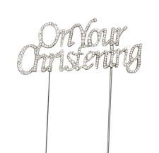 ON YOUR CHRISTENING CAKE PICK TOPPER DECORATION  DIAMANTE SPARKLY