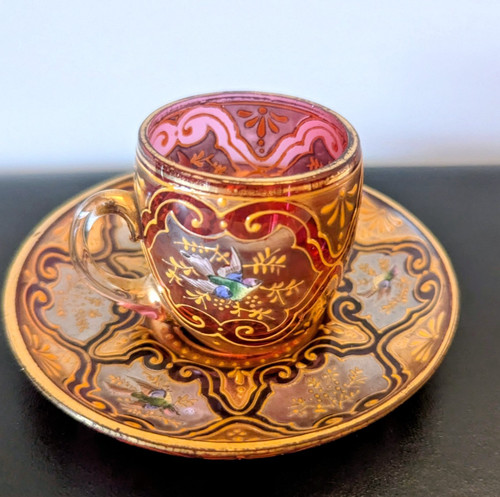 Bohemian moser cranberry glass - bohemian,