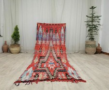 Vintage Moroccan Tribal Handmade Rug 3'4x8'9 Geometric Berber Orange Wool Rug