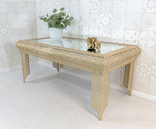 Gold embossed metal glass - gold,