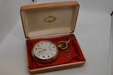 "Everite" H.Samuel  Pocketwatch in Gold Plated Case With 9ct Gold Chain