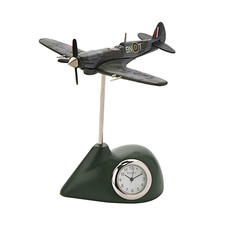 RAF Spitfire Clock - Metal Miniature Clock by William Widdop