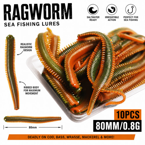10x soft ragworm lures - 10x,