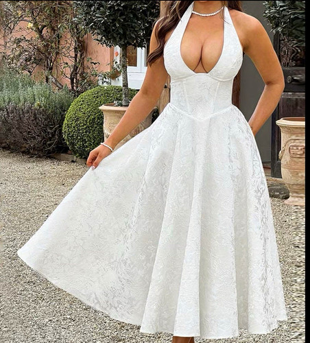 White halterneck lace - halterneck,