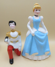 2 Vintage Disney Ceramic Porcelain Figurine Cinderella Prince Charming Set Japan