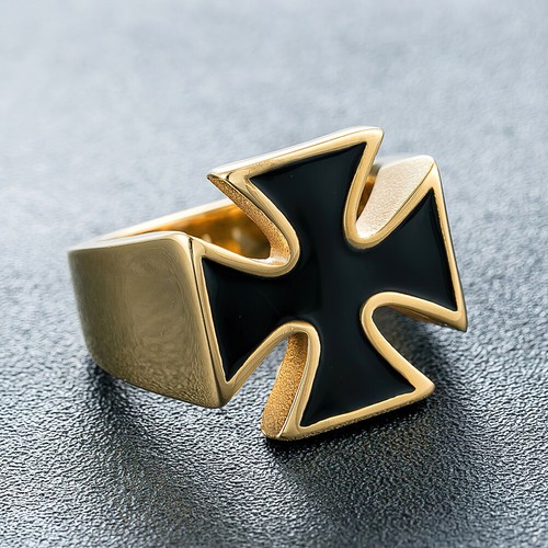Men iron cross ring stainless - men,