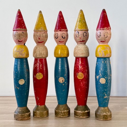 Vintage wooden clown skittles - vintage,