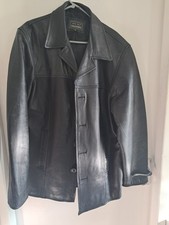 mans button up leather coat
