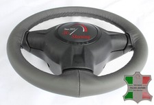 FOR ROVER 75 98-05 - GREY LEATHER STEERING WHEEL COVER, BLACK STIT