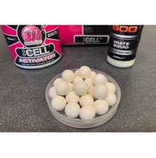 Mainline Cell Pop Ups Boilies 25 x 12mm White Soaked In Korda Goo White SQUID