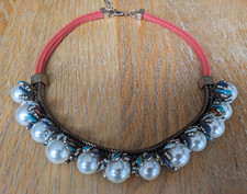 Statement ZARA Short Collar Chunky necklace with pearl detail