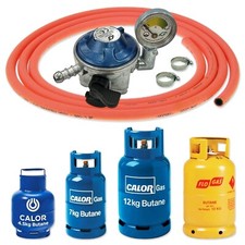 GAS BOTTLE REGULATOR C/W LEVEL INDICATOR 3m ORANGE HOSE FLOGAS BUTANE CYLINDER