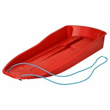 Heavy Duty Snow Sled Sledge Sleigh Kids Toboggan with Rope - Red