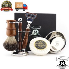Classic Mens Shaving Set Badger Shaving Brush Stand and Bowl Beard Grooming Kit
