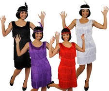 DELUXE FRINGE FLAPPER FANCY DRESS ADULT CHARLESTON COSTUME GATSBY 1920'S 1930'S