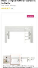 Memphis Single Mid Sleeper Loft Cabin Bed Surf White with Ladder Under Storage