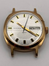 Vintage Sekonda USSR Day Date Slava 2428 Manual Wind Au10 Plating- Clean Example