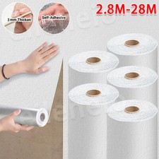 28M Self-Adhesive Thermal Insulation Wallpaper Linen Plain Wall Paper 3MM Thick