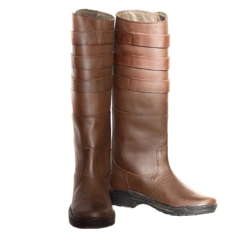 Brown long leather - brown,