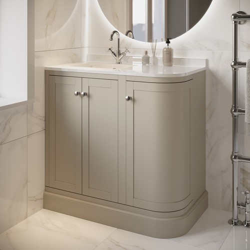 900mm beige left hand - hand, curved