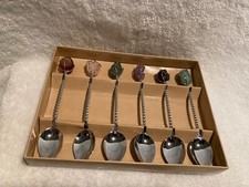 Estilo Coffee Desert Spoons  Gemstones From Brazil 4 1/2" NIB