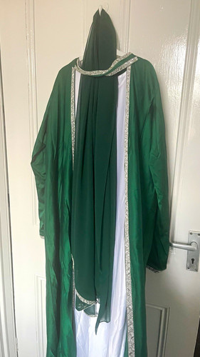Pieces green satin abaya - 3,
