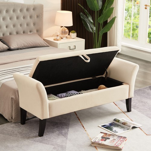 Velvet end bed storage - end, of